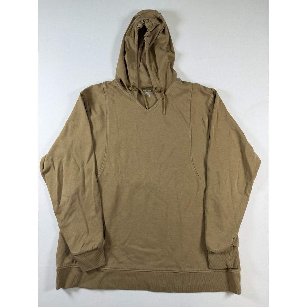 Athleta Women's Hoodie Sweatshirt Tan Small Brown Pullover V-Neck Relaxed Fit